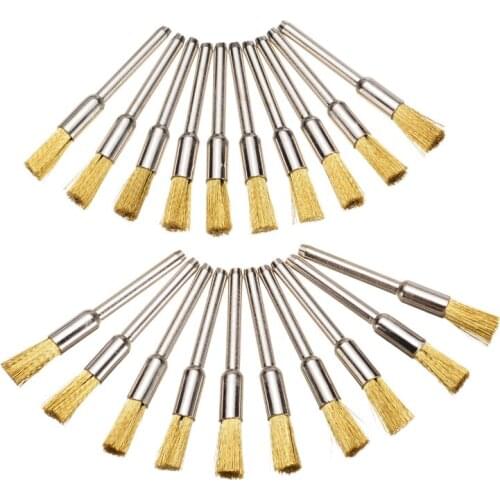 20pcs Mini Brass Wire Pen 3mm Shank Grinding Brushes Brass Wire Welding Polishing Wheel Abrasive Tools