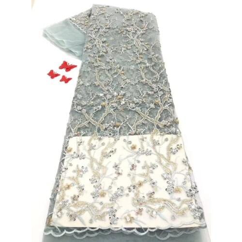 African lace fabric 2021 high quality lace sequins French mesh gauze mesh fabric lace wedding dress fabric D40881