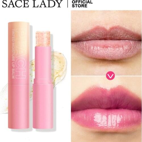 Peach Flavor Lip Balm 24K Gold Leaf Long Lasting Nutritious Lips Care Moisturizer Magic Temperature Color Change Lipstick TSLM2