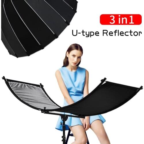 U-type 160*55cm 3 In 1 Reflector Collapsible Photography Light reflective screen for Studio Multi Photo Disc Diffuers acessorio