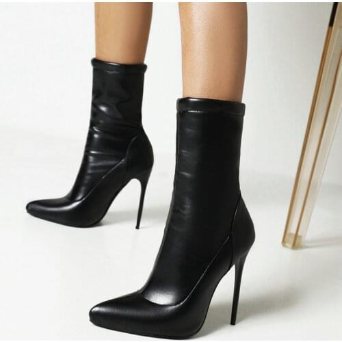 Sexy Stiletto Stretch Boots Women Super High Heel Ankle Boots Slip On Autumn Winter Woman Boots Shoes Big Size 42 43 44