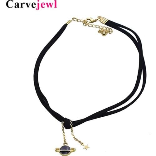 Carvejewl the vast planet charms pendant neclace brown black new suede short choker for women girl necklace high quality jewelry