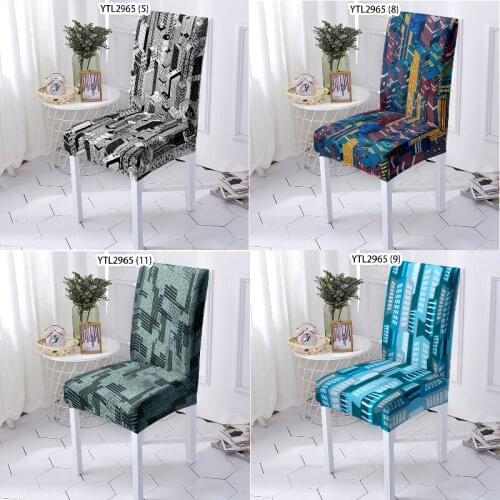 Geometric cartoon buildings wedding chair covers seat covers dinner table and chairs living room furniture dinner chair Home