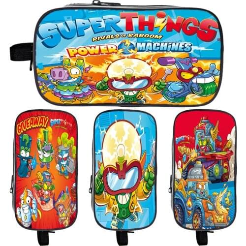 Child Popular Super Zings Pencil Bag Boys Girls Pencil Case Child Stationery Bag Kawaii Super Things Makeup Case Kids Pencil Box