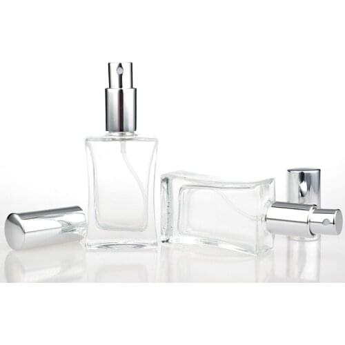 Dhl free 100pcs/lot 30ML Fashion Portable Transparent Glass Perfume Bottle With Aluminum Atomizer Empty Cosmetic Case For Travel