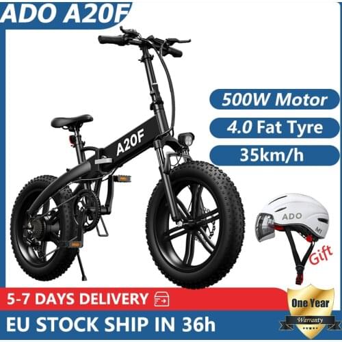 [EU STOCK ] NEW ADO A20F Fat Tyre Electric Bicycle 500W 36V10.4Ah Removable Battery Ebike 25km/35km Max Speed MountainBike