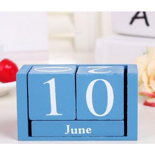 European Pastoral Style Rectangular Mini Wooden Calendar Ornaments Home Decoration Photography Props