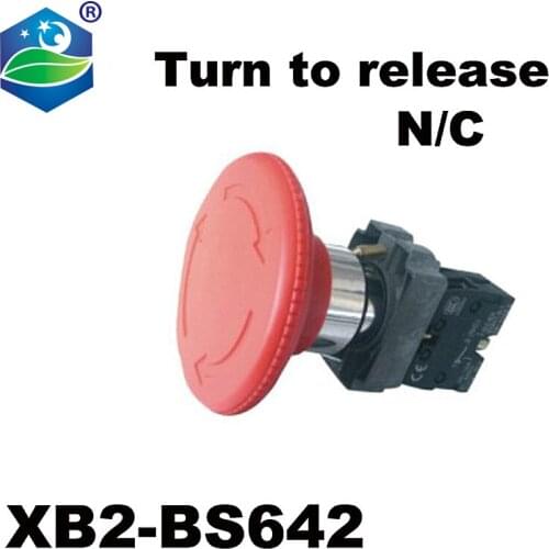 Push button Rotary switch XB2-BS642 Turn to release N/C control switch Red Mushroom Switches