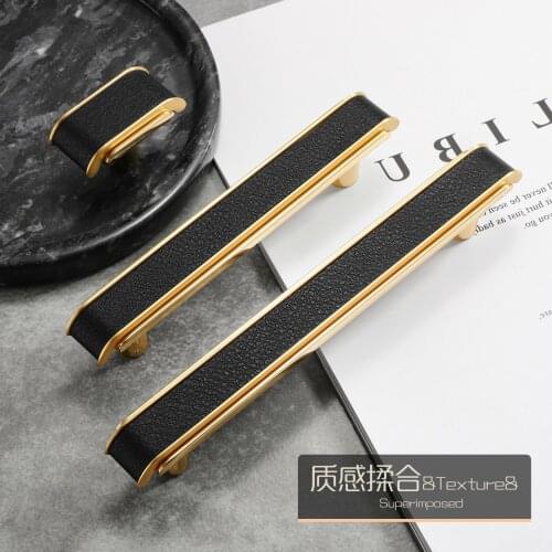 Leather Zinc Alloy Cabinet Cupboard Handles Drawer Knobs Furniture Hardware Single Hole/96mm/128mm Pitch