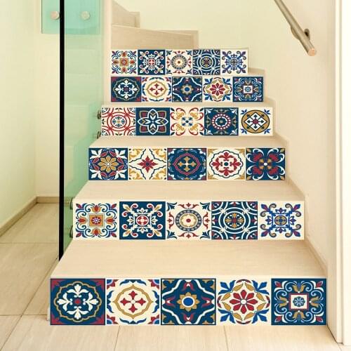 Staircase Stitching Series Color Tiles Decoration Home Waterproof Wall Stickers Creative Steps Stickers