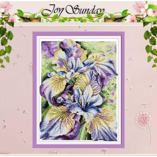 Watercolor Iris Flower Counted Cross Stitch 11CT 14CT Printed Cross Stitch Set Wholesale Cross-stitch Kit Embroidery Needlework