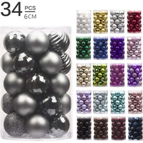 6cm/34pcs Christmas Ball Set Christmas Ornaments Christmas Tree Decoration Ball Shaped Ball