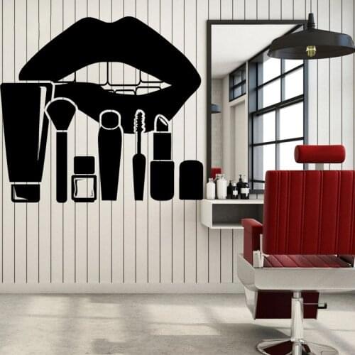 Lips Makeup Stickers Beauty Salon Cosmetics Vinyl Decal Home Decor Girls Bedroom Decoration O66