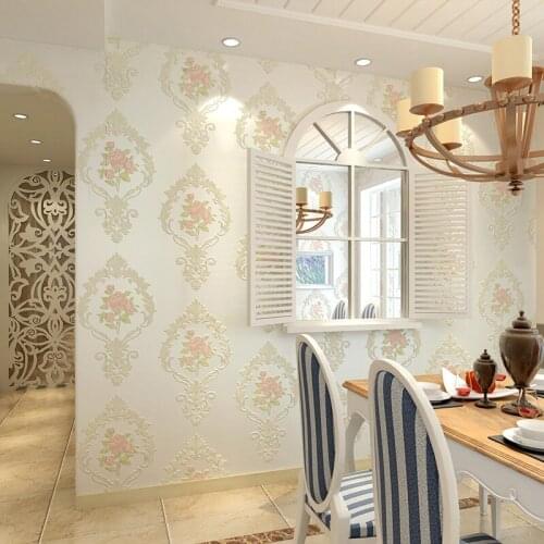 Bedroom Wallpaper For Pastoral Walls European Style Non-woven 3d Stereoscopic Embossed Living Room Tv Backdrop Wallpaper Floral