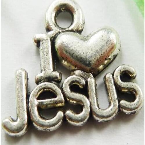 200Pcs - I Love Jesus Necklace Pendant Jewelry Accessories Jewelry Making Finding 16x13mm Fast shipping