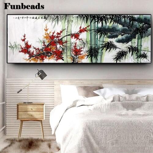 Full Square Round diamond 5D DIY Diamond Painting plum blossom bamboo and pine 3D Embroidery Cross Stitch Home Decor gift FF555