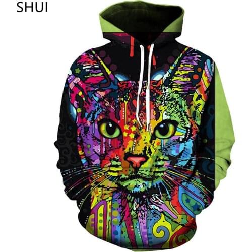 2021 Casual Sports Hoodie Womens Fashion Cat 3D Printing Mens Womens Hoodie Hip Hop Long Sleeve Hooded Sweater Couple Cat Top
