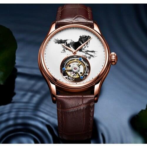 2021 Luxury SEAKOSS Real Tourbillon Watch Men Xiaoma Sapphire Crystal Mechanical Watch Mens Tourbillon Business Leather Watch