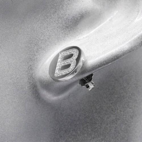 925 Sterling Silver Alphabet Letter B Stud Earrings with Clear CZ Trendy Jewelry for Wome Gift Fine Jewelry Making