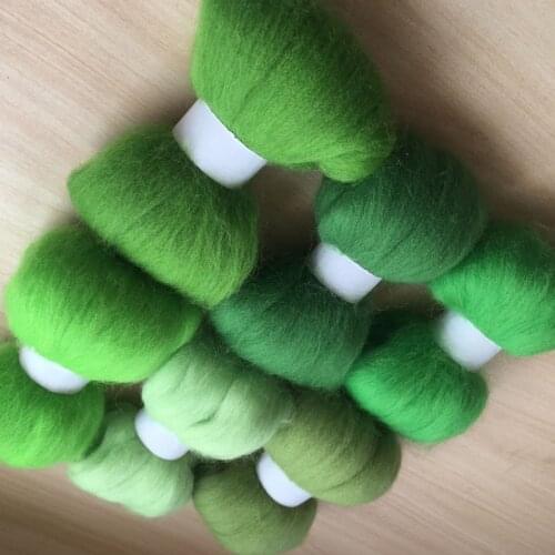 Wool needle felting poke fun DIY roving felt 100% merino wool fiber green color 10g/6pcs/lot