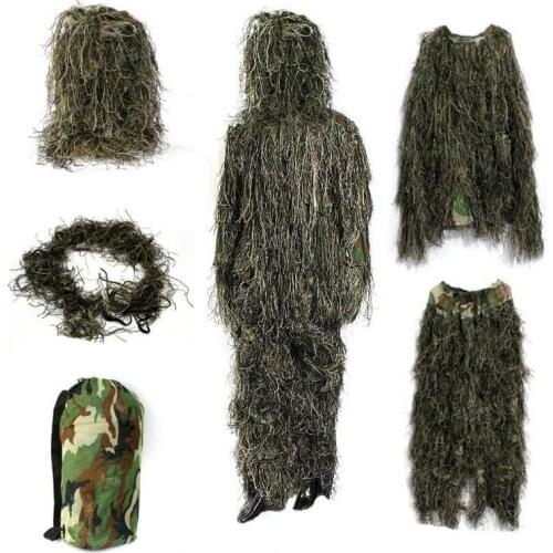 Tactical Hunting Ghillie Suit Secretive Aerial Shooting Clothes Sniper Suits Woodland Camouflage Clothing Camo Jungle Clothes