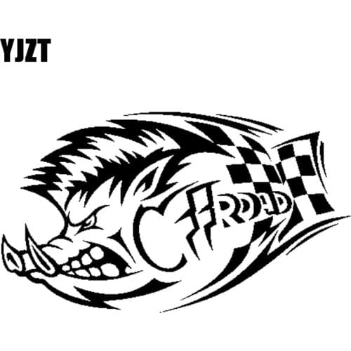 YJZT 17.8CM*10.3CM Off Road Boar Vinyl Black Silver Decal Car Sticker C13-000645