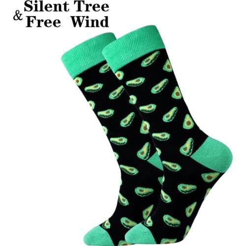 Funny Men Green Avocado Long Casual Socks Novelty Fashion Hip Hop Women Fruit Dress Gift Sock For Boyfriend