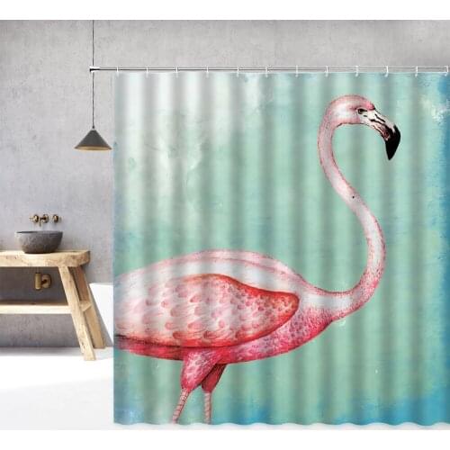 Flamingo Shower Curtain printed 3d Bath Curtains Waterproof With Hooks Bathroom Shower Curtain Polyester Washable Cloth