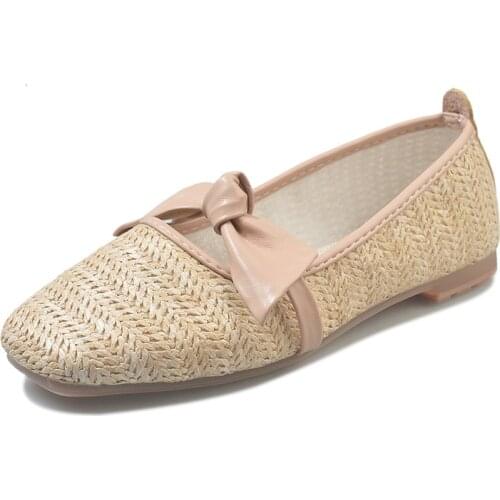 2021 Womens Shoes Pastoral Style Rattan And Straw Woven Fashion Casual Shoes Flat-Bottomed Breathable Loafers Single Shoes Wome