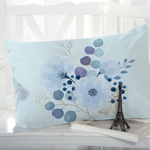 1pc Pillow cover Pillow case Luxury Bedding Pillowcase Pillowcovers decorative 50x70 Customizable size 3D Print Flowers blue