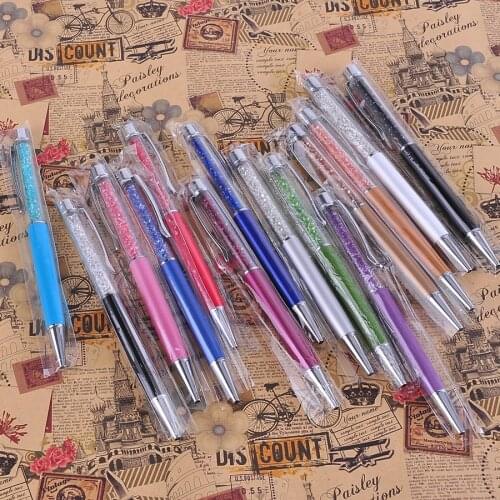 1Pcs Luxury Black and White Crystal Metal Ballpoint Pen with Diamond Kawaii Caneta Pens for Writing Gift school office supplies