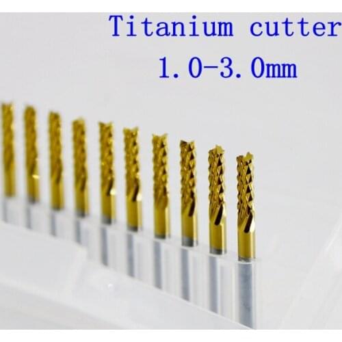 10pcs1.0-3.0High Qualtiy Tungsten Steel Titanium Coat Carbide Mill Engraving Bits Cnc Pcb Rotary Burrs Milling Cutter Drill Bit