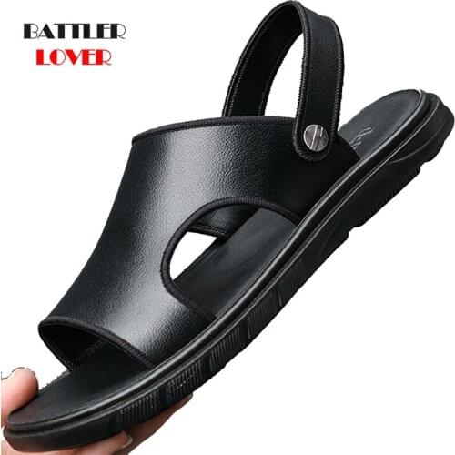 100% Genuine Cow Leather Sandals for Men 2021 Summer Fashion Hollow Out Vietnam Slipper Male Soft Comfortable Roma Beach Shoes
