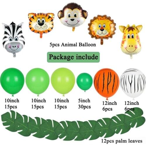 106Pcs Animal Balloons Garland Arch Kit Jungle Safari Theme Party Supplies Kids Birthday Party Baby Shower Balloon Decorations