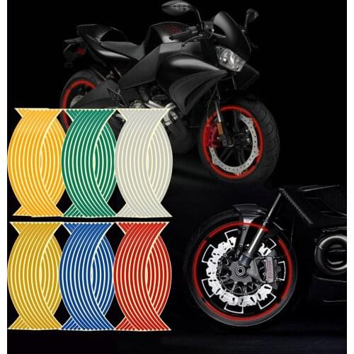 16pcs 18 inch Car Tires Reflective Rim Tape Strips Motorcycle Wheel Sticker Reflective Decals Motorbike Auto Waterproof Safety