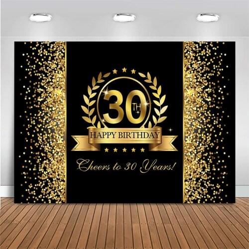 30th Birthday Party Backdrop Golden Leaves Star Birthday Party Decor Cheers to 30 Years Photo Background Photo Studio Photocall
