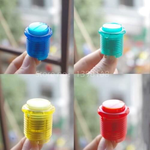 50PCs/Lot 24mm Illuminated LED Push Button Transparency Screw Arcade Button with Microswitch for Arcade Games Accessory