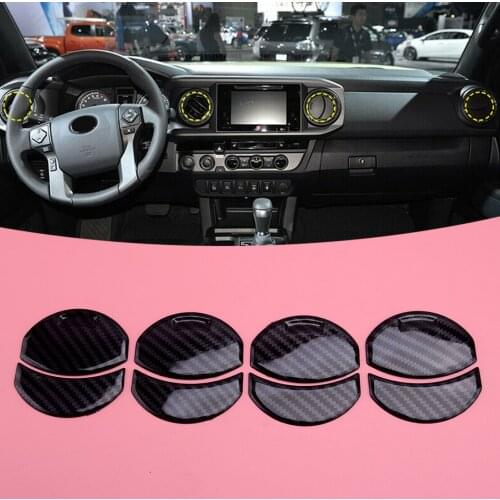 8Pcs Air Vent Outlet Cover Trim Fit for Toyota Tacoma 2016 2017 2018 2019 ABS Carbon Fiber Style