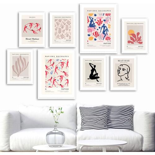 Abstract Matisse Woman Line Coral Leaf Wall Art Canvas Painting Nordic Posters And Prints Wall Pictures For Living Room Decor