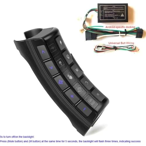 Car Steering Wheel Remote Control for 2 DIN Android Radio Player Backlight Version 11-key