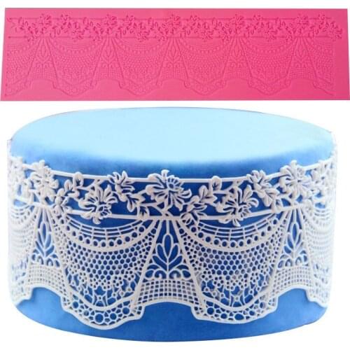 Free Shipping Silicone Lace Mold Fondant Cake Decorating Tools Sugarcraft Cup Cake Decorations Molds Pastry Silicone Cake Molds