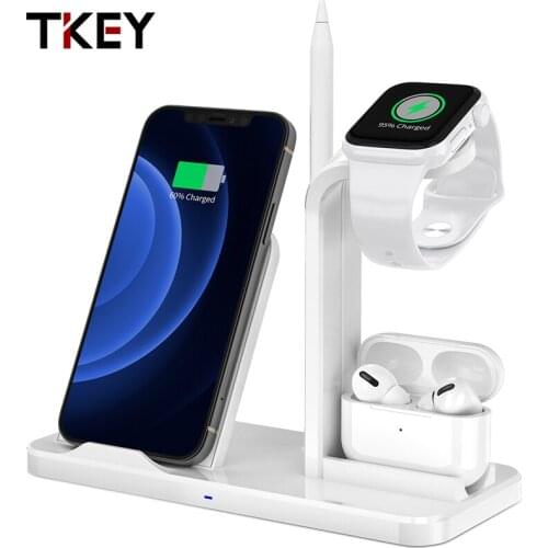 TKEY 3 IN 1 10W Fast Charging Wireless Charger For IPhone Apple Watch Series Compatible Qi-Certified Detachable Charging Station
