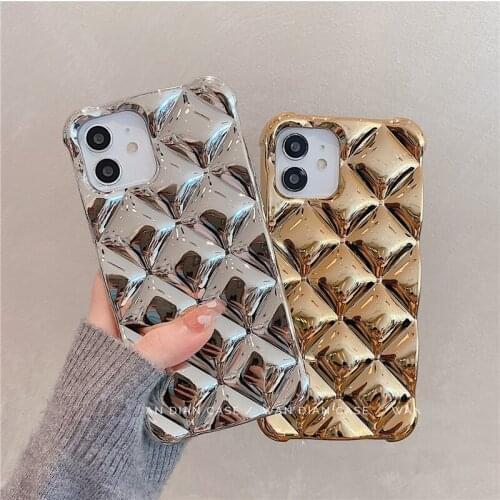 Shiny 3D plating Cube bumper shockproof Soft silicon phone case for iphone 7 8 Plus X XS XR MAX 11 Pro SE 2 12 MiNi 6 6S Cover