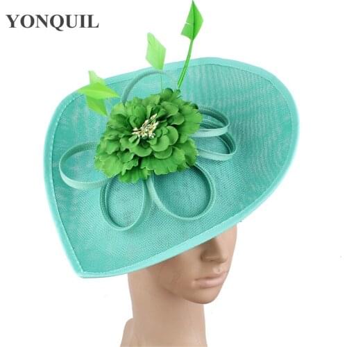 Elegant Emerald Green Fedoras Hats Kenducky Derby Hats Fascinator Women Summer Church Wedding Party Chapeau Headpieces SYF639