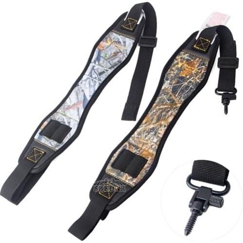 Camo Rifle Sling Gun Shot Gun Strap Belt Camouflage Velour Leather Hunting Black Orange Functional Hunting Accessories