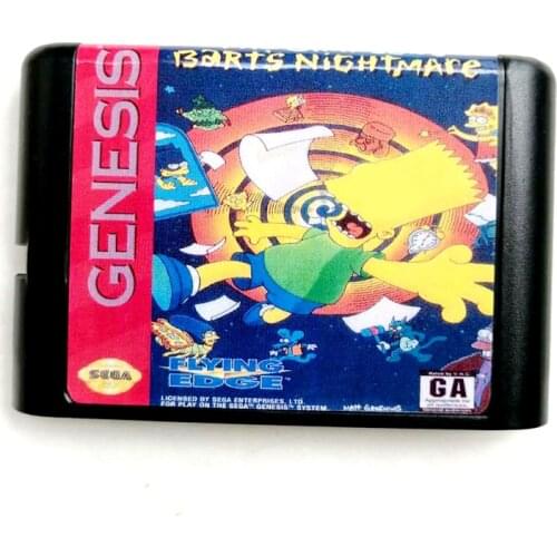 Barts Nightmare 16 bit MD Memory Card for Sega Mega Drive 2 for SEGA Genesis Megadrive