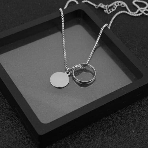 Ring Pendant Necklace Stainless Steel Round Piece Personality Pendant Hip-hop Necklace Bundy Man and Woman Jewely Wholesale