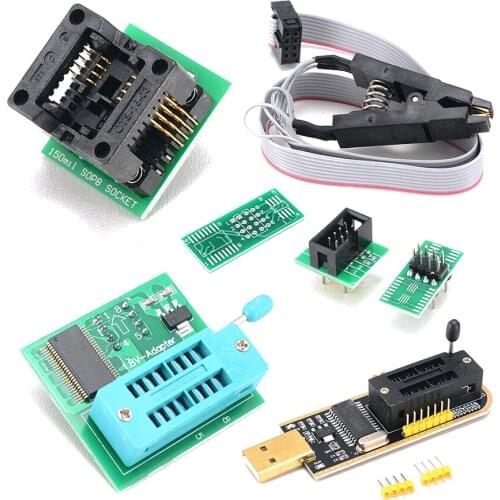 CH341A USB Programmer Kit with SOP8 Clip EEPROM Burner BIOS Flasher SPI Flash Programmer Kit with 1.8V Adapter