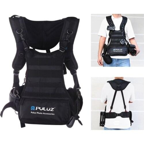 PULUZ Multi-functional Bundle Double Shoulders Padded Strap Waist Belt Holder Holster for SLR / DSLR Cameras