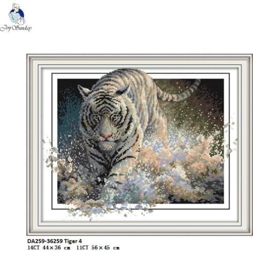 Joy Sunday the Tiger Needlework Print Canvas Cross Stitch kits Aida 14ct 11ct Embroidery Handmade Fabric Needle Cotton Thread